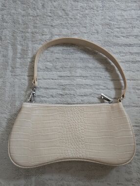 JW PEI Croc-Embossed Mini Shoulder Bag in Cream